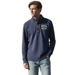 Vintage Hollister Henley Thick Long Sleeve Tee 90s Preppy Navy Men's Medium